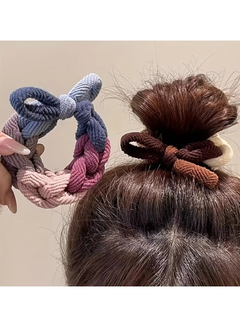 Goolsky Vintage Minimalist Jersey Hair Ties - High Elasticity Bow-Knot Hair Rings Set, Durable Ponytail Holders for Women, Chic Thick Hair Bands with Color Matching, Suitable for Age 14+ - Pack of Multicolor Hair Elastics  - Image 1