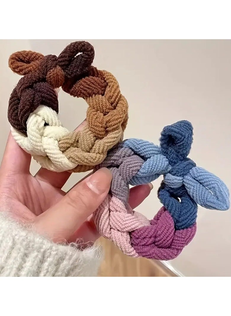 Goolsky Vintage Minimalist Jersey Hair Ties - High Elasticity Bow-Knot Hair Rings Set, Durable Ponytail Holders for Women, Chic Thick Hair Bands with Color Matching, Suitable for Age 14+ - Pack of Multicolor Hair Elastics  - Image 2