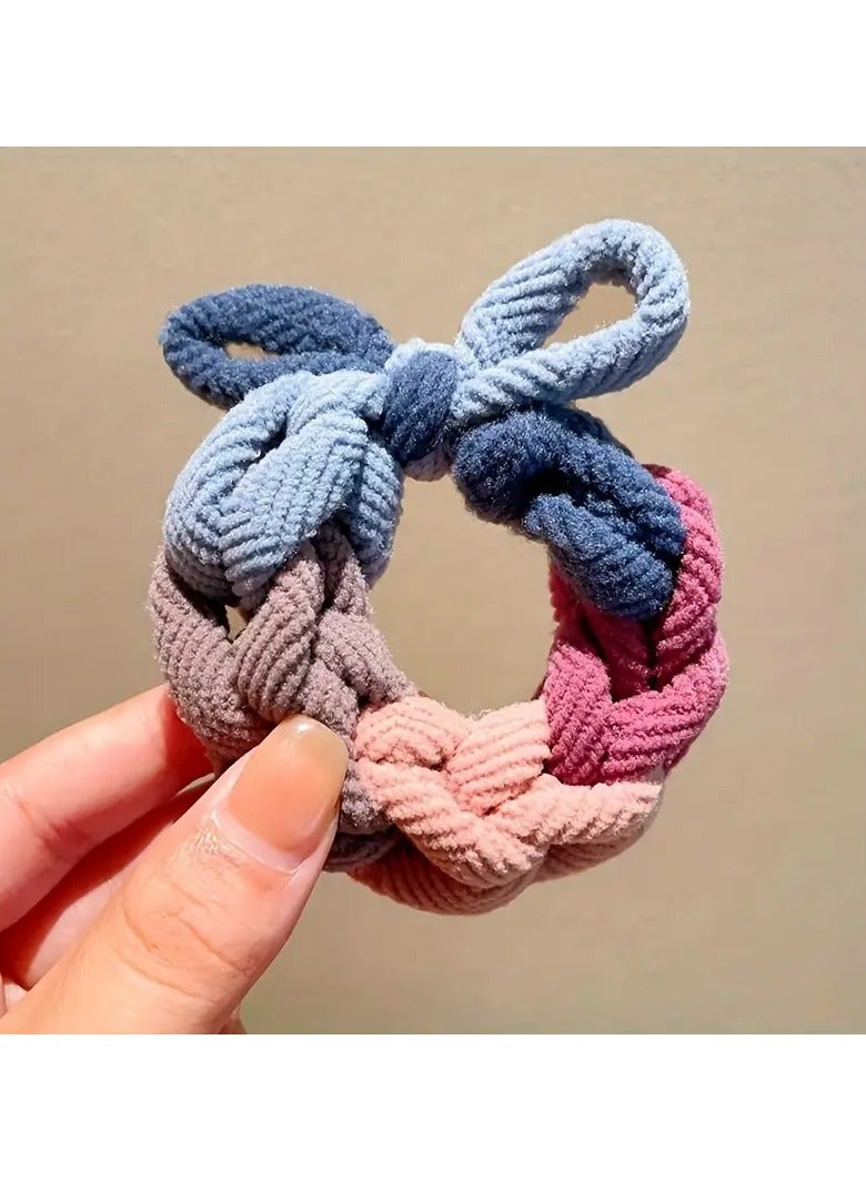 Goolsky Vintage Minimalist Jersey Hair Ties - High Elasticity Bow-Knot Hair Rings Set, Durable Ponytail Holders for Women, Chic Thick Hair Bands with Color Matching, Suitable for Age 14+ - Pack of Multicolor Hair Elastics  - Image 3