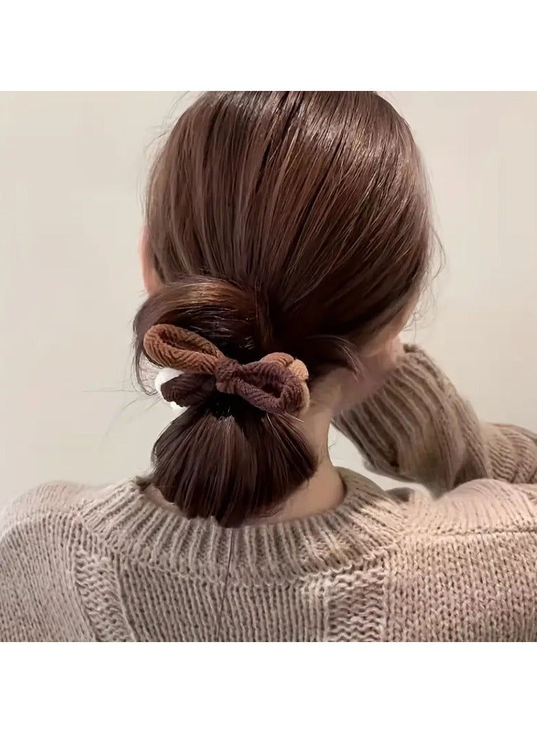 Goolsky Vintage Minimalist Jersey Hair Ties - High Elasticity Bow-Knot Hair Rings Set, Durable Ponytail Holders for Women, Chic Thick Hair Bands with Color Matching, Suitable for Age 14+ - Pack of Multicolor Hair Elastics  - Image 4