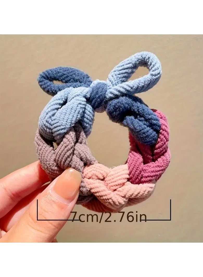 Goolsky Vintage Minimalist Jersey Hair Ties - High Elasticity Bow-Knot Hair Rings Set, Durable Ponytail Holders for Women, Chic Thick Hair Bands with Color Matching, Suitable for Age 14+ - Pack of Multicolor Hair Elastics  - Image 5