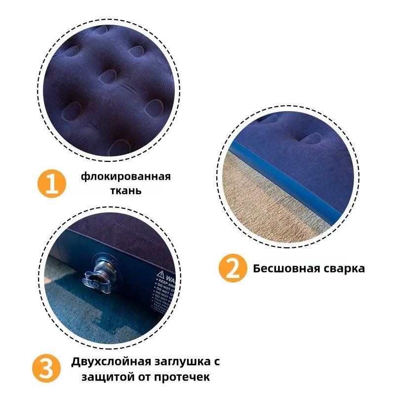 Inflatable Mattress: 186x130x22 Cm Blue Flocked Waterproof Surface - Spacious Comfortable 200 Kg Load Capacity Portable With Carry Bag For Travel Camping Home Guest Temporary Sleeping - Image 5