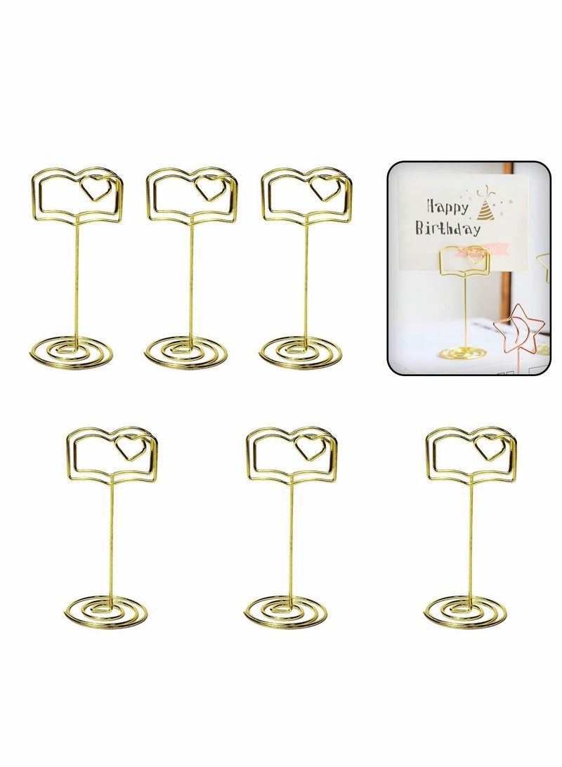 Excefore Place Card Holders, Table Name Number Holders, Picture Stands, Card Display Holder, Memo Note Photo Clip Holder for Wedding Party Decoration Restaurants Cafe Desk (6Pcs Gold Book Shape) - Image 1