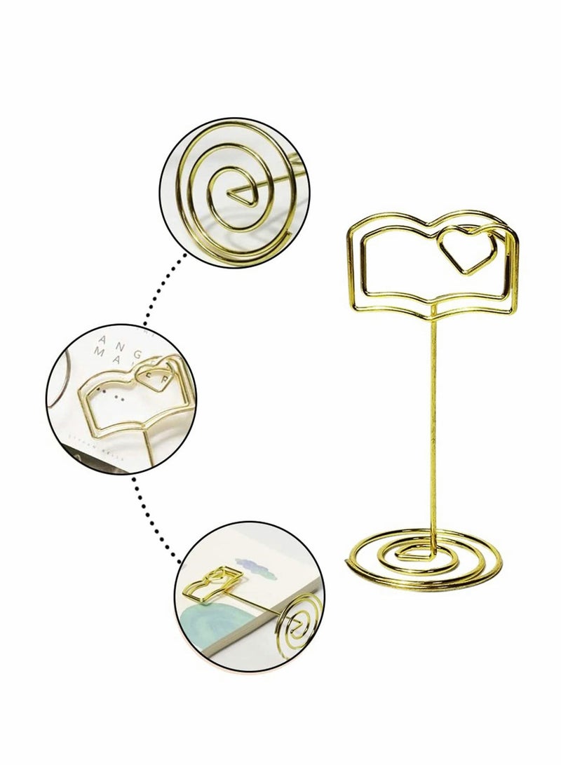 Excefore Place Card Holders, Table Name Number Holders, Picture Stands, Card Display Holder, Memo Note Photo Clip Holder for Wedding Party Decoration Restaurants Cafe Desk (6Pcs Gold Book Shape) - Image 5