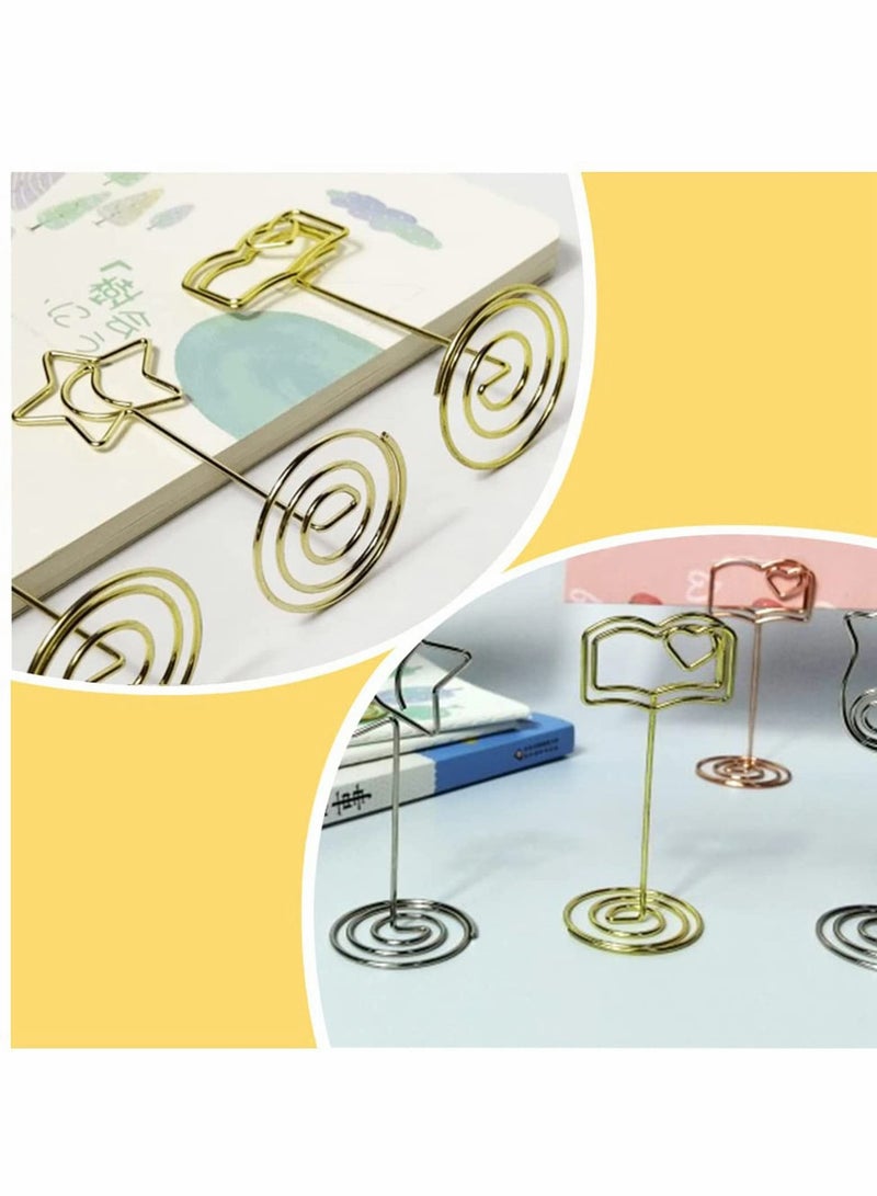 Excefore Place Card Holders, Table Name Number Holders, Picture Stands, Card Display Holder, Memo Note Photo Clip Holder for Wedding Party Decoration Restaurants Cafe Desk (6Pcs Gold Book Shape) - Image 2