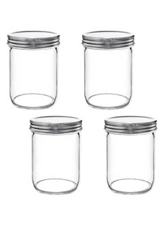 Wide Mouth Jars 4 Pack - 16 oz Glass Jars with Lids for Airtight Food Storage, Canning, Fermenting, Pickling, Decor, Candles, Overnight Oats, Fruit Preserves, Jam, or Jelly