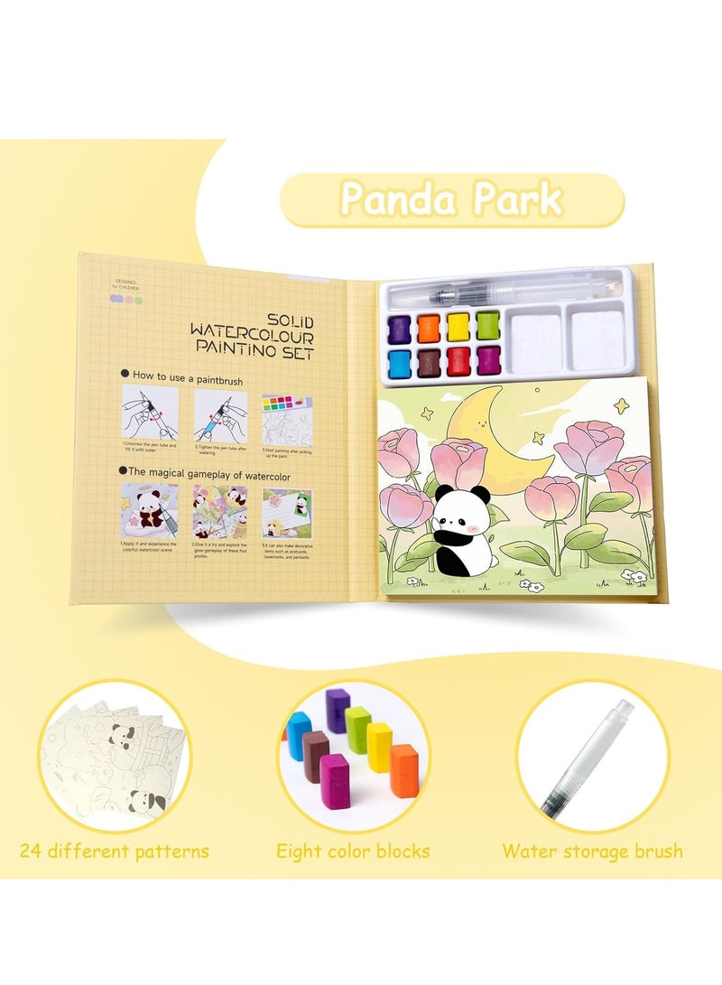 SOLARAE Watercolor Painting Book, Paint with Water Coloring Books for Toddlers, Pocket Watercolor Painting Book, Mess Free Kids Watercolor Painting Activity Kit, Panda Travel Paint Watercolor Coloring Book - Image 3