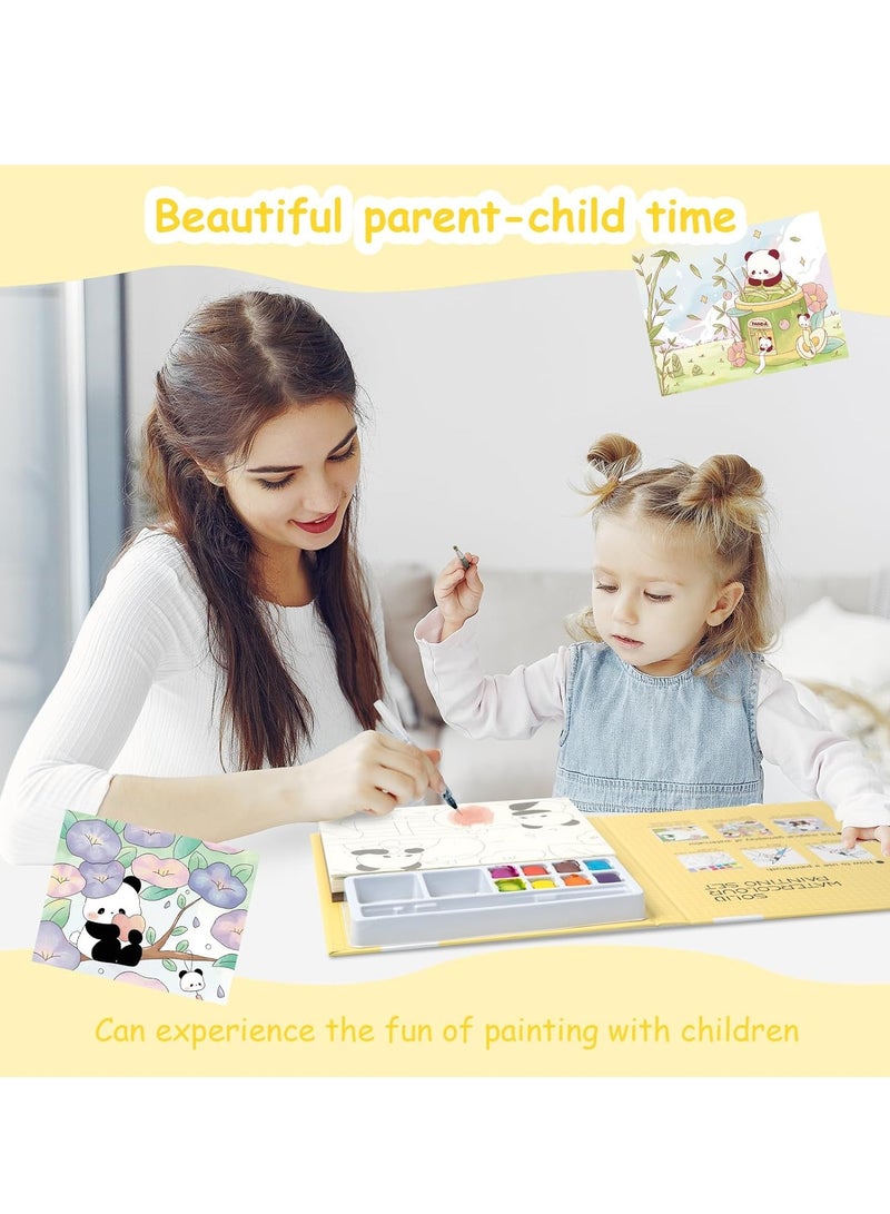 SOLARAE Watercolor Painting Book, Paint with Water Coloring Books for Toddlers, Pocket Watercolor Painting Book, Mess Free Kids Watercolor Painting Activity Kit, Panda Travel Paint Watercolor Coloring Book - Image 4