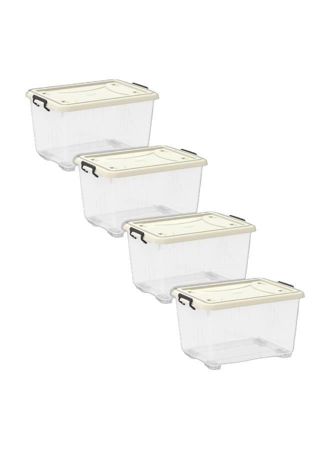 Cosmoplast صندوق تخزين بلاستيكي شفاف سعة 22 لتر مع عجلات وغطاء قابل للقفل (عبوة من 4) - Image 1