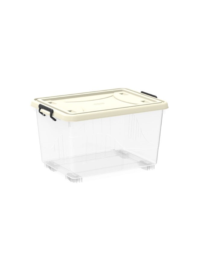 Cosmoplast صندوق تخزين بلاستيكي شفاف سعة 22 لتر مع عجلات وغطاء قابل للقفل (عبوة من 4) - Image 3