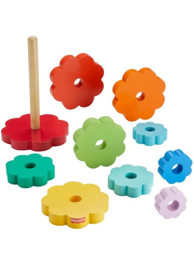 Fisher-Price ​Toddler Toy Wooden Ring Stacker, 10 Wood Pieces For Stacking Play For Kids Ages 18+ Months  - Image 5