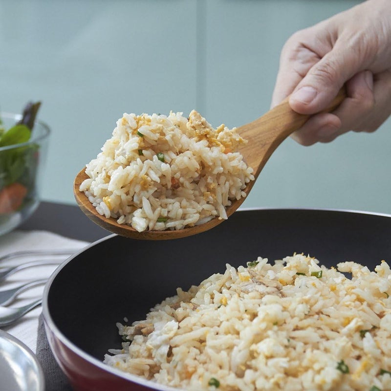 FAAY 9” Rice Paddle, Serving Spoon, Versatile Cooking Spoon – Handcraft from High Moist Resistance Golden Teak Wood | Durable, Healthy, Ergonomic Handle for Non Stick Cookware - Image 3