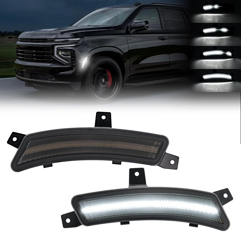 Mynoway Smoked Lens LED Side Marker Lights Fit for 2025 Yukon/Yukon XL/Tahoe/Suburban/Escalade/Escalade ESV(6th Gen) Driver Passenger Sidemarkers Lamp White Front Fender Lamp Kit - Image 1