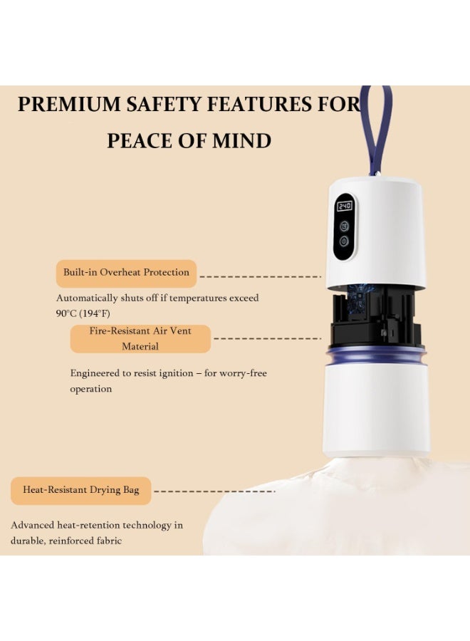 LBMT Portable Clothes Dryer with Timer, Portable Dryer with 360° Hot Air Technology & Dry Bag, Quiet Operation Mini Laundry Dryers, 30-240 Min Timer, for Travel, Apartment, RV, Dorm - Image 3