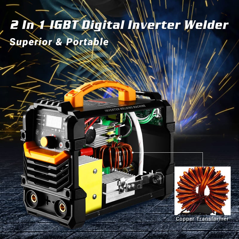 DEKOPRO 110/220V MMA Welder,160A ARC Welder Machine IGBT Digital Display LCD Hot Start Welder with Electrode Holder,Work Clamp, Input Power Adapter Cable and Brush - Image 5