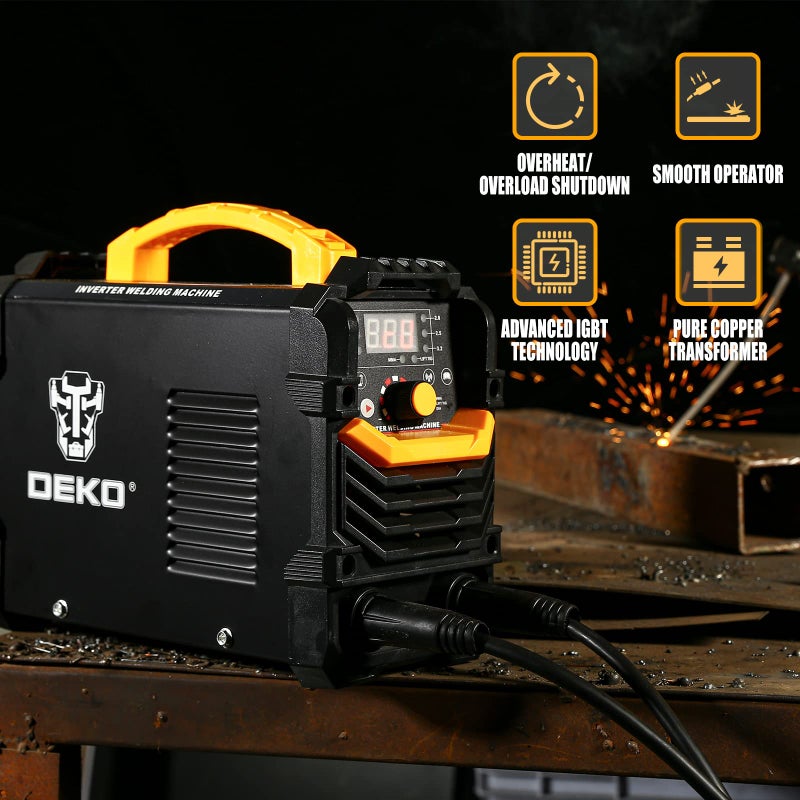 DEKOPRO 110/220V MMA Welder,160A ARC Welder Machine IGBT Digital Display LCD Hot Start Welder with Electrode Holder,Work Clamp, Input Power Adapter Cable and Brush - Image 2