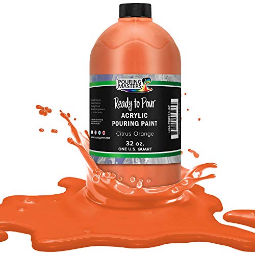 POURING MASTERS Citrus Orange Acrylic Ready to Pour Pouring Paint - Premium 32-Ounce Pre-Mixed Water-Based - for Canvas, Wood, Paper, Crafts, Tile, Rocks and More - Image 1