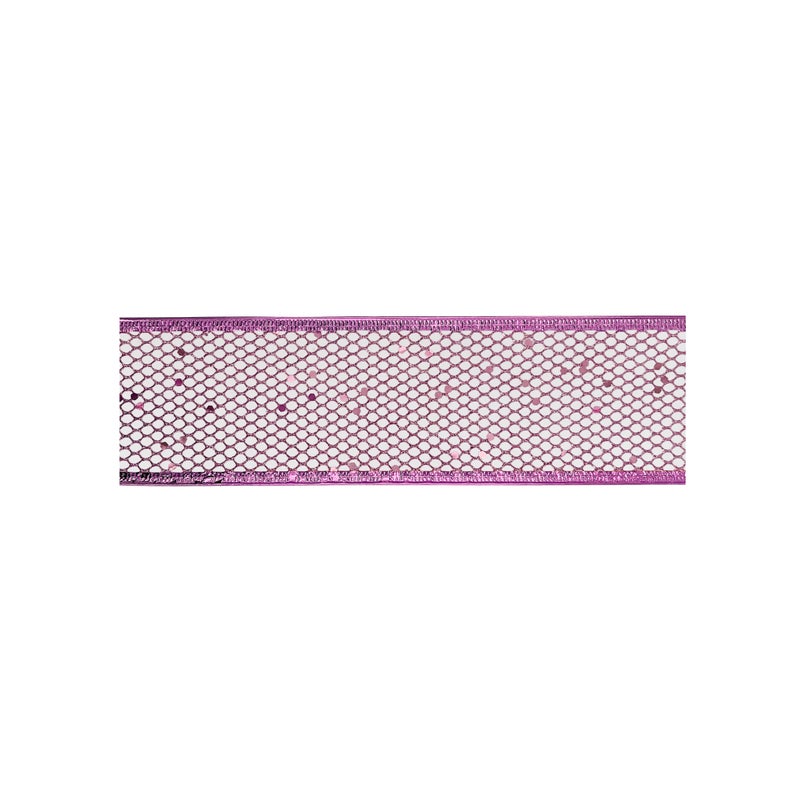 CHRISTMAS MAGIC Christmas Mesh Ribbon Pink 6.3cmx10 yards - Image 2