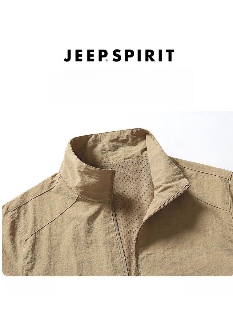 Jeep - Men's Stand Up Collar Windproof Oversized Loose Casual Sports Jacket - Image 1