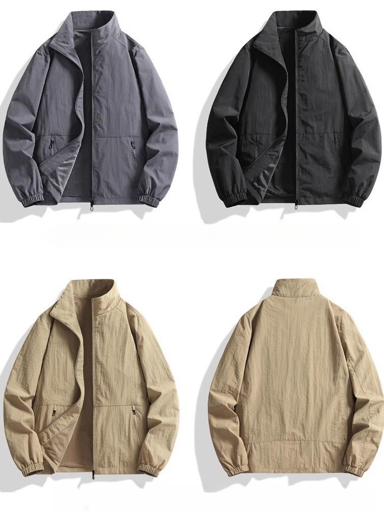 Jeep - Men's Stand Up Collar Windproof Oversized Loose Casual Sports Jacket - Image 1