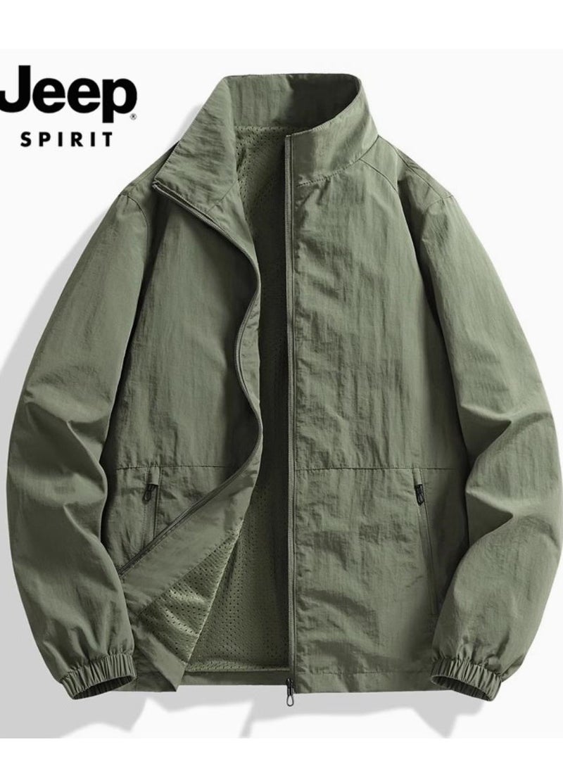 Jeep - Men's Stand Up Collar Windproof Oversized Loose Casual Sports Jacket - Image 1