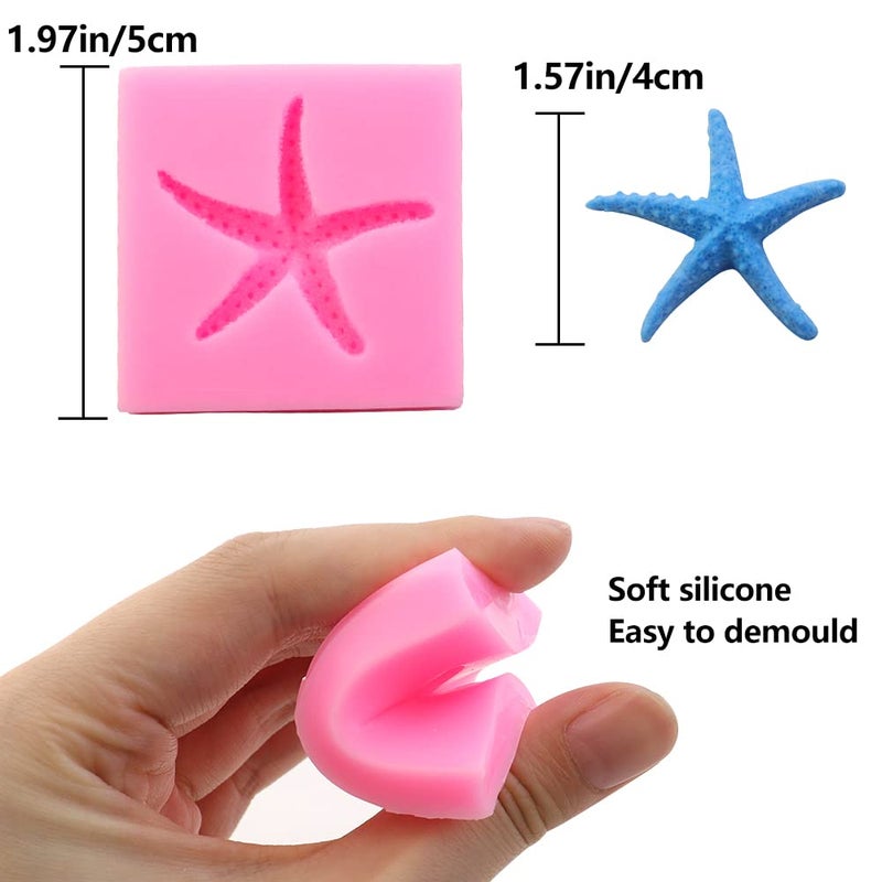 Jogilboy 2 Pieces 3D Starfish Silicone Mold Diy Silicone Mold Fondant Pudding Jelly Candy Chocolate Dessert Cake Decoration Baking Tool Handmade Soap Maker - Image 2
