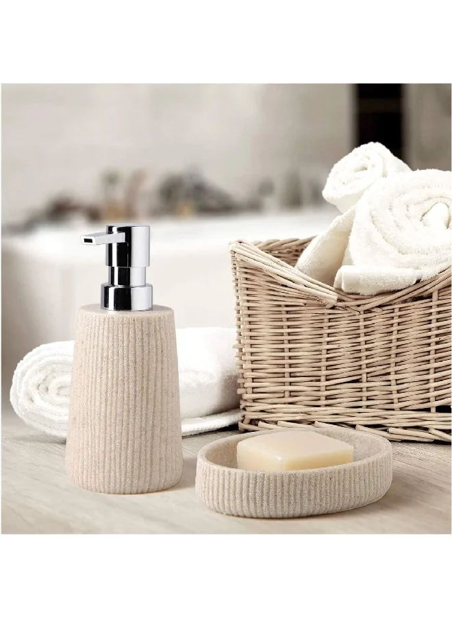 TATAY Unique Design Saigon Liquid Soap Dispenser Beige and Silver 16.6 x 7.7 x 7.7 cm 6360200