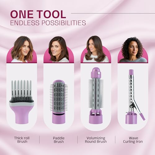 IBELL 4 in 1 Hair Styler for Women – Complete Styling Kit with Hair Styler Brush, Paddle Brush, Volumizing Round Brush & Curling Iron with 1 Year Warranty - Image 5