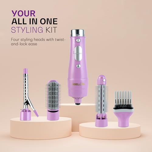 IBELL 4 in 1 Hair Styler for Women – Complete Styling Kit with Hair Styler Brush, Paddle Brush, Volumizing Round Brush & Curling Iron with 1 Year Warranty - Image 3