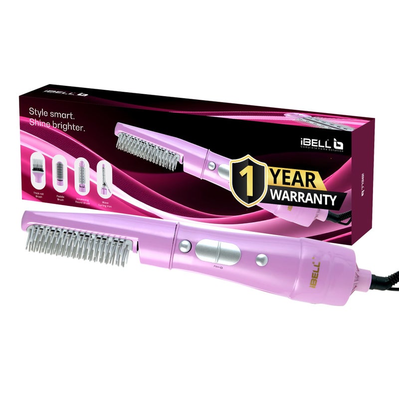 IBELL 4 in 1 Hair Styler for Women – Complete Styling Kit with Hair Styler Brush, Paddle Brush, Volumizing Round Brush & Curling Iron with 1 Year Warranty - Image 2