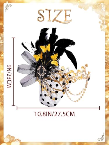 Campsis Women Masquerade Mask, Gold Masquerade Ball Mask, Feather Venetian Mask - Image 2