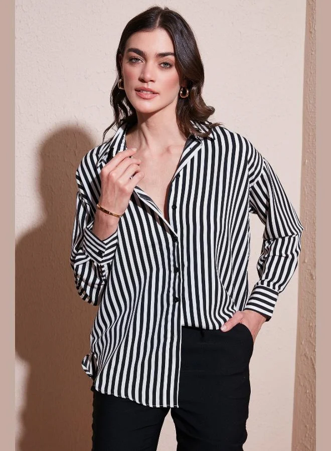 Lela Lela Standard Fit Classic Collar Striped Shirt Women's SHIRT 6772894