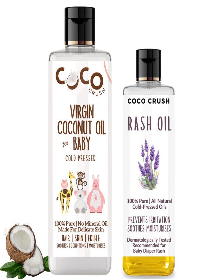 Coco Crush Baby Comfort Combo of Virgin Coconut Oil and Rash Oil for Babies | 100% Pure, Natural, and Cold-Pressed (200ML Coconut Oil + 100ML Rash Oil) - Image 1