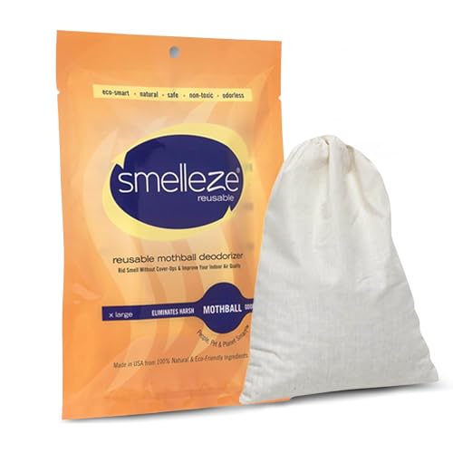 SMELLEZE Reusable Mothball Smell Remover & Odor Eliminator – Eliminate Moth Balls & Musty Smell – Natural Deodorizer for Clothes Storage, Furniture, Drawers, Basements – Unscented & Safe – 150 sq. ft. - Image 1