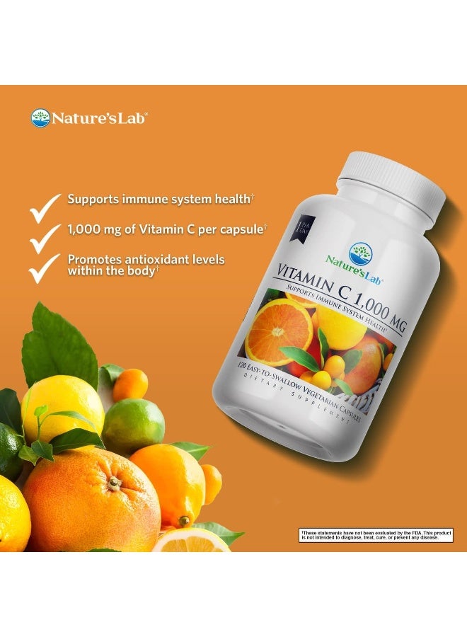 Nature's Lab Vitamin C 1000mg Per Capsule -Supports Immune System Health, 120 Count (Pack of 1) - Image 2