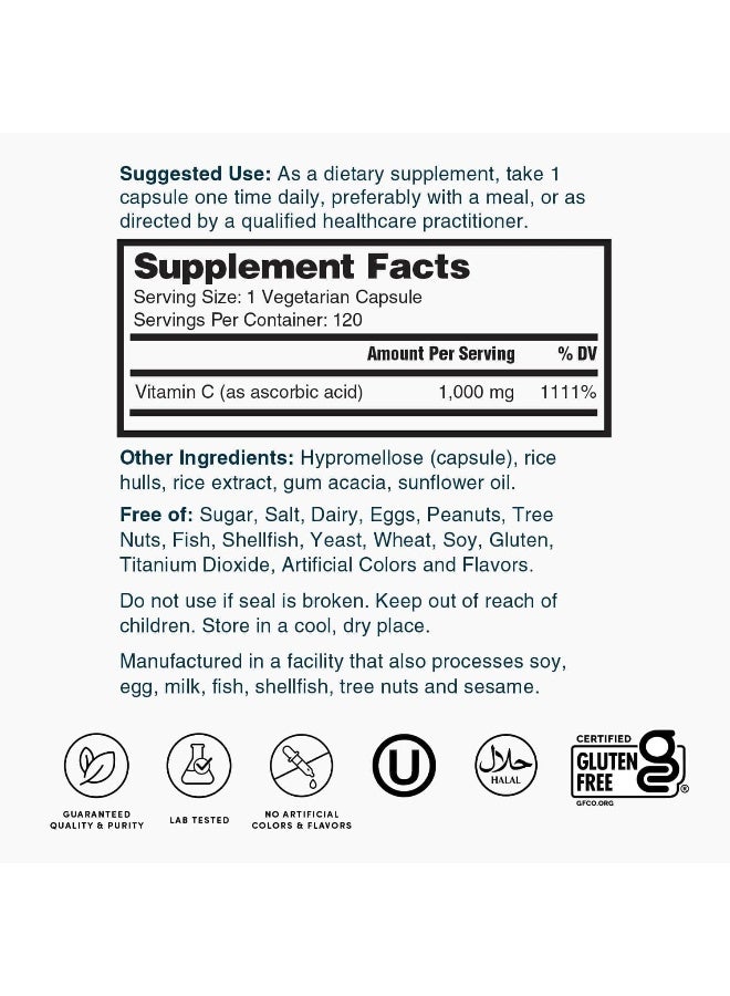 Nature's Lab Vitamin C 1000mg Per Capsule -Supports Immune System Health, 120 Count (Pack of 1) - Image 5