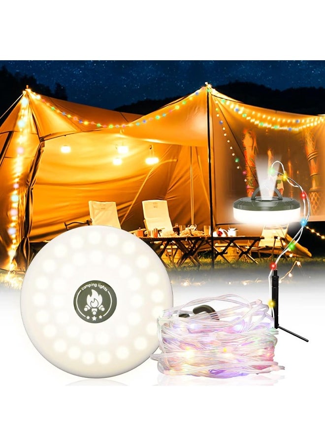 Bukela Camping String Lights, Outdoor String Lights with 8 Lighting Modes, Quick Storage, Sturdy and Waterproof, Type-C Fast Charging - Portable 2 in 1 Camping Lights for Camping, Christmas, Outdoor(10 M)  - Image 1