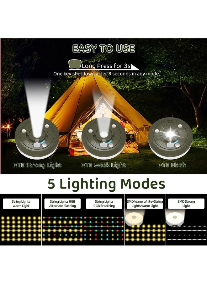 Bukela Camping String Lights, Outdoor String Lights with 8 Lighting Modes, Quick Storage, Sturdy and Waterproof, Type-C Fast Charging - Portable 2 in 1 Camping Lights for Camping, Christmas, Outdoor(10 M)  - Image 3