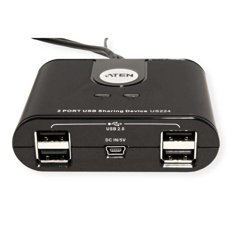 ATEN US224 2 x 4 USB 2.0 Peripheral Sharing USB Switch 2 Computers Share 4 Devices Simple Remote Port Selector Included Supports Optional USB Power Adapter - Windows Mac Linux - Image 3