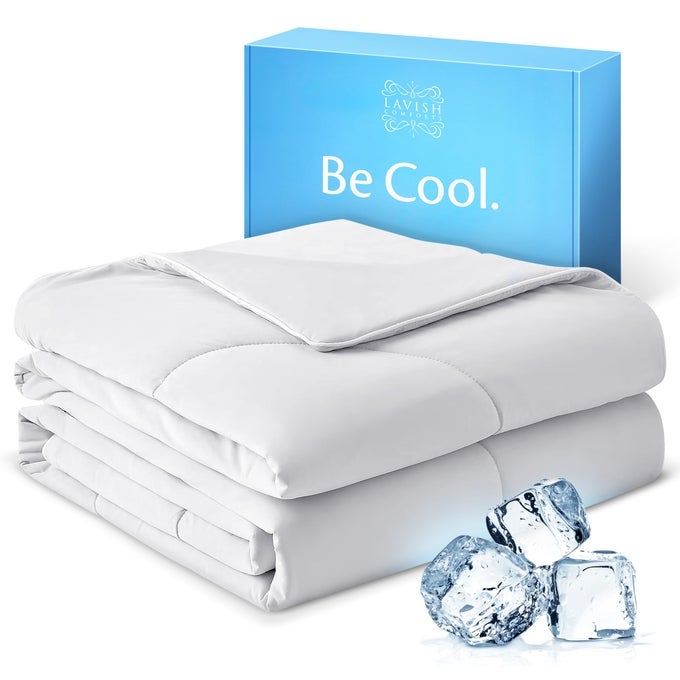 COOLING COMFORTER KINGCAL KING SIZE PREMIUM SOFT BREATHABLE SUMMER COOLING BLANKET FOR HOT SLEEPERS ALL SEASON COMFORTER 106X96 LIGHT GREYGIFTREADY BOX
