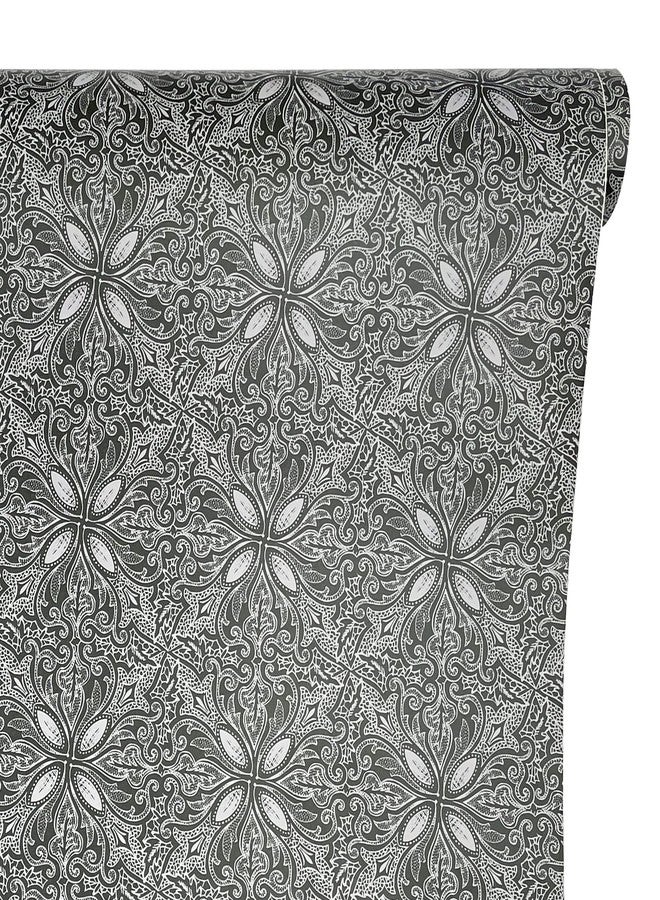 Yifasy 19.7ft Roll Black and White Petal Shelf Liner Peel and Stick Countertop Shelving Paper Wallpaper Cabinet Chest Vinyl Film (M-236.2x17.7 Inch) - Image 1