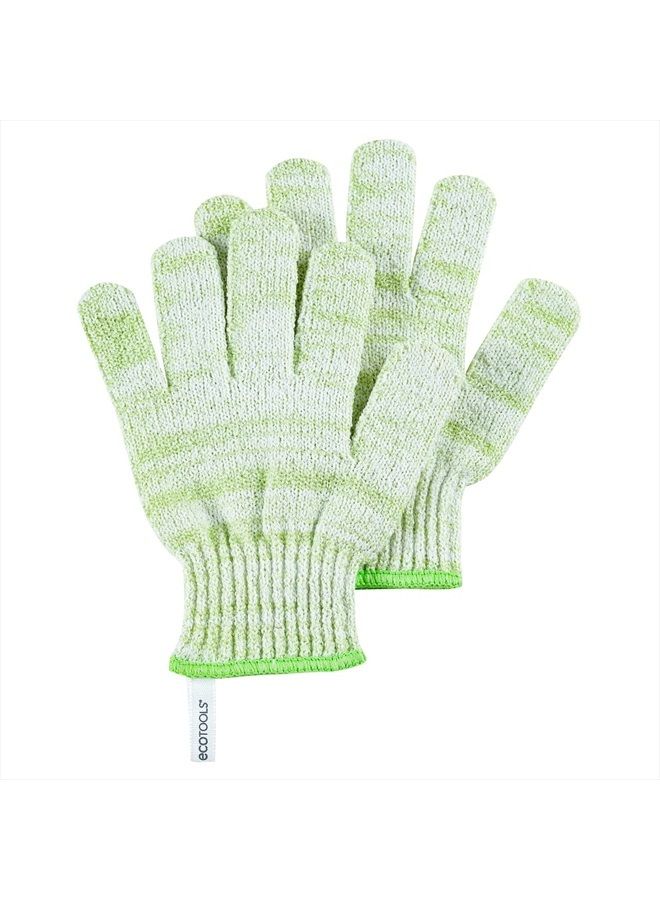 Ecotools Bath & Shower Gloves, Recycled Netting, Exfoliating, Gentle Cleansing for Whole Body, Fits All Hands, Green, 1 Pair - Image 3