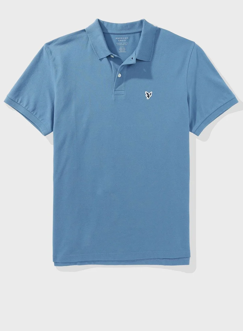 American Eagle Logo Detail Short Sleeve Polo Shirt