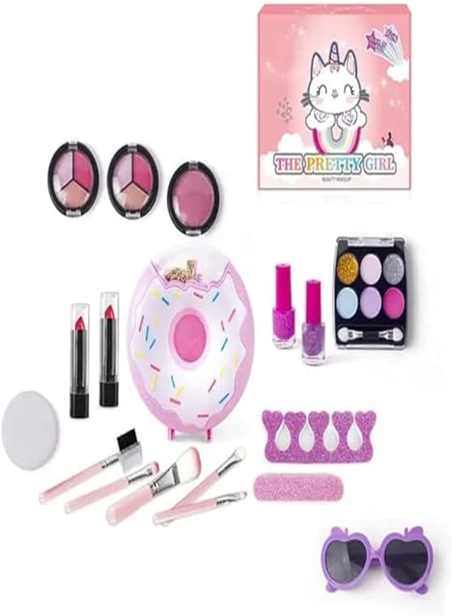 Little Girls Washable Makeup Set, Fantastic-Kids-Toys Washable Baby Girls Makeup Kit with Cosmetic Bag for Girls 