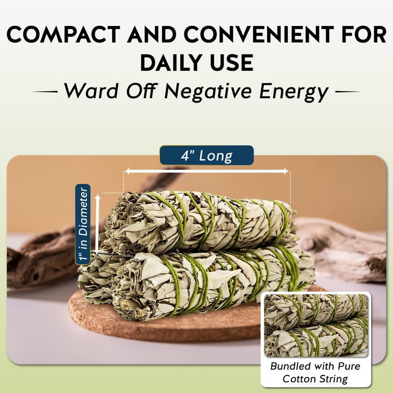 Alternative Imagination White Sage Smudge Stick Set â€“ 3-Pack of 4-Inch Bundles for Home Cleansing, Meditation Rituals, Energy Clearing, Witchcraft Tools, Spiritual Gifts, Yoga, Altar, and Smudging - Image 3