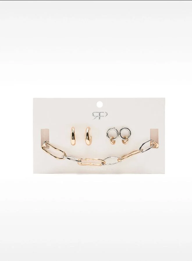 PARFOIS Set Of Necklace And Earrings With Bicolor