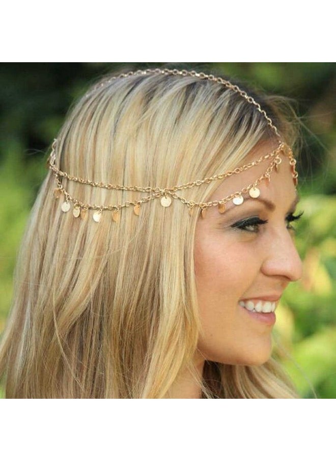 Missgrace - Hmetal Chain Jewelry Headband Head Hair Band Tassels Pearl - Image 1