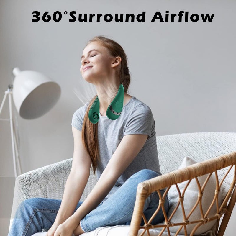 Excefore Portable Neck Fan, Hands Free Bladeless Fan, 5000mAh Foldable Fan 360° Cooling Wearable Personal Fan, with 3 Speeds, 80 Air Outlet for Travel, Outdoor, Home, Office, School, Camping - Image 4