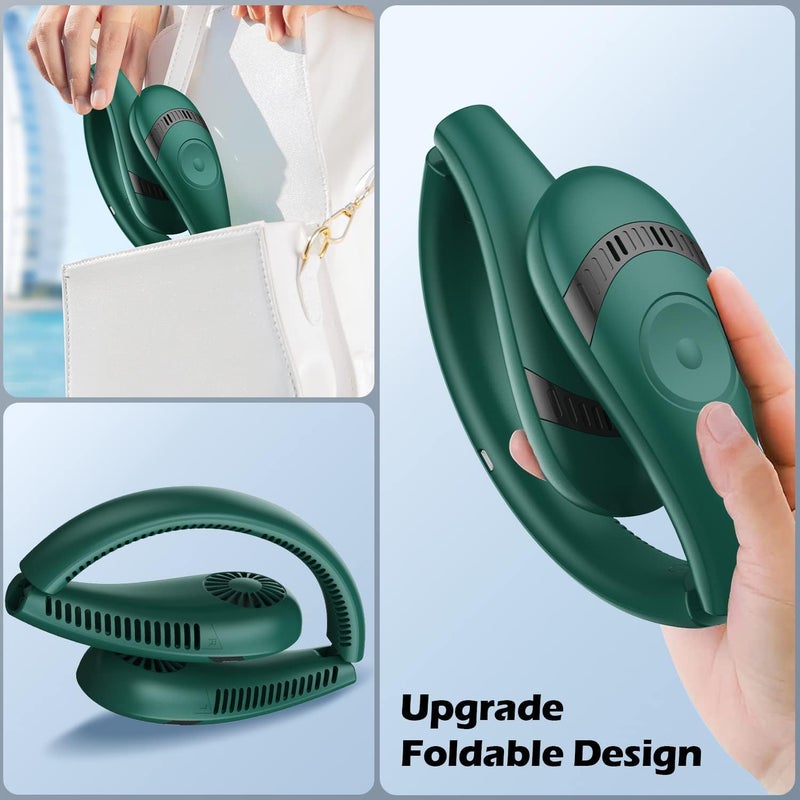 Excefore Portable Neck Fan, Hands Free Bladeless Fan, 5000mAh Foldable Fan 360° Cooling Wearable Personal Fan, with 3 Speeds, 80 Air Outlet for Travel, Outdoor, Home, Office, School, Camping - Image 3