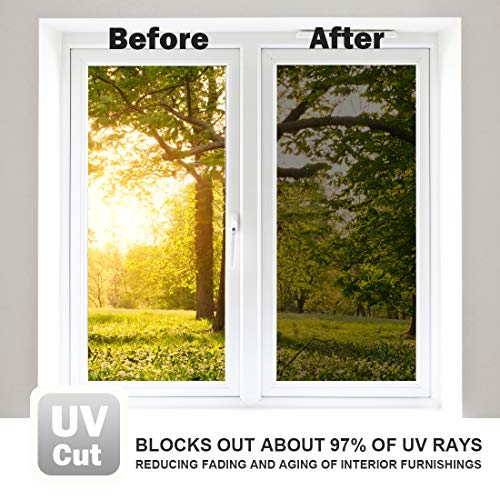 WPCTEV One Way Mirror Window Film Daytime Privacy Heat Control Film Solar Film Non-Adhesive Window Tint for Home and Office Black & Silver 6 Mil 23.6 Inch x 13.1 Feet - Image 5